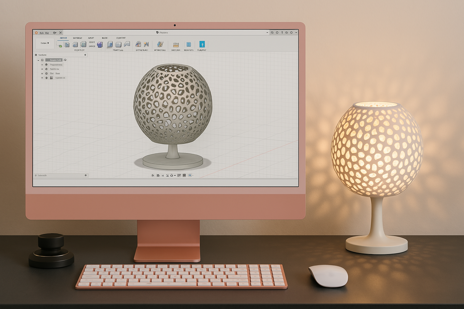 Lampe design paramétrique